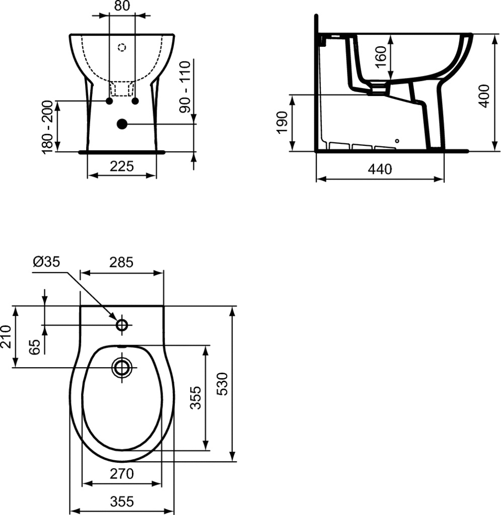 SANITARI IDEAL STANDARD DOLOMITE BIDETS | EUROVIT | W330501 QUARZO A TERRA - immagine 2