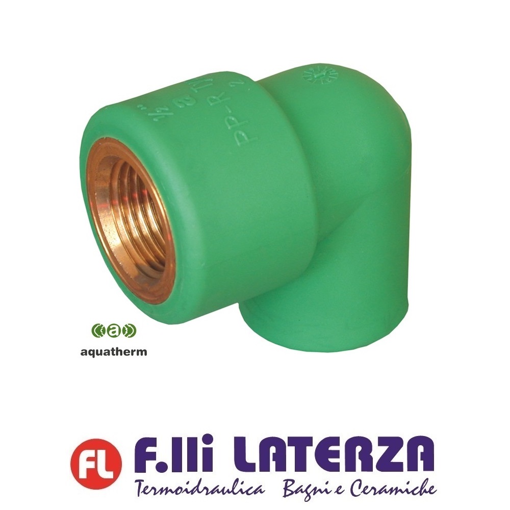 GOMITO FILETTATO AQUATHERM 25 x 3/4" Fem. FUSIOTHERM TUBO VERDE