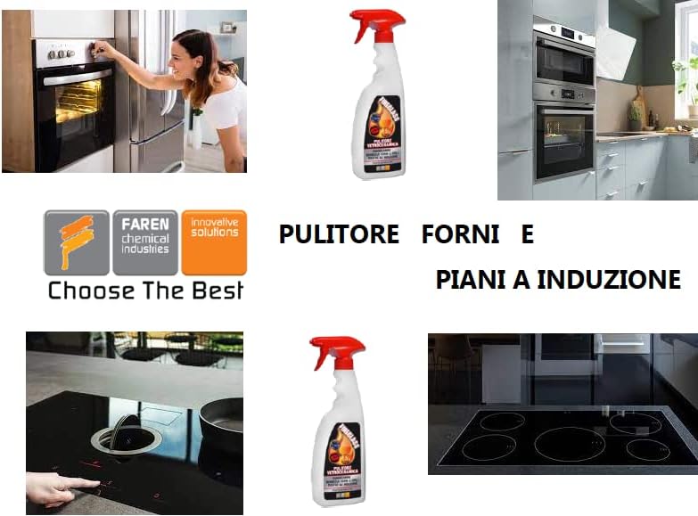 Faren FIREGLASS, Detergente Pulisci Vetro Camino e Stufa, Efficace su Vetroceramica e Barbecue, Ideale per Termocamini e Piani a Induzione, Made in Italy, 750 ml - immagine 5