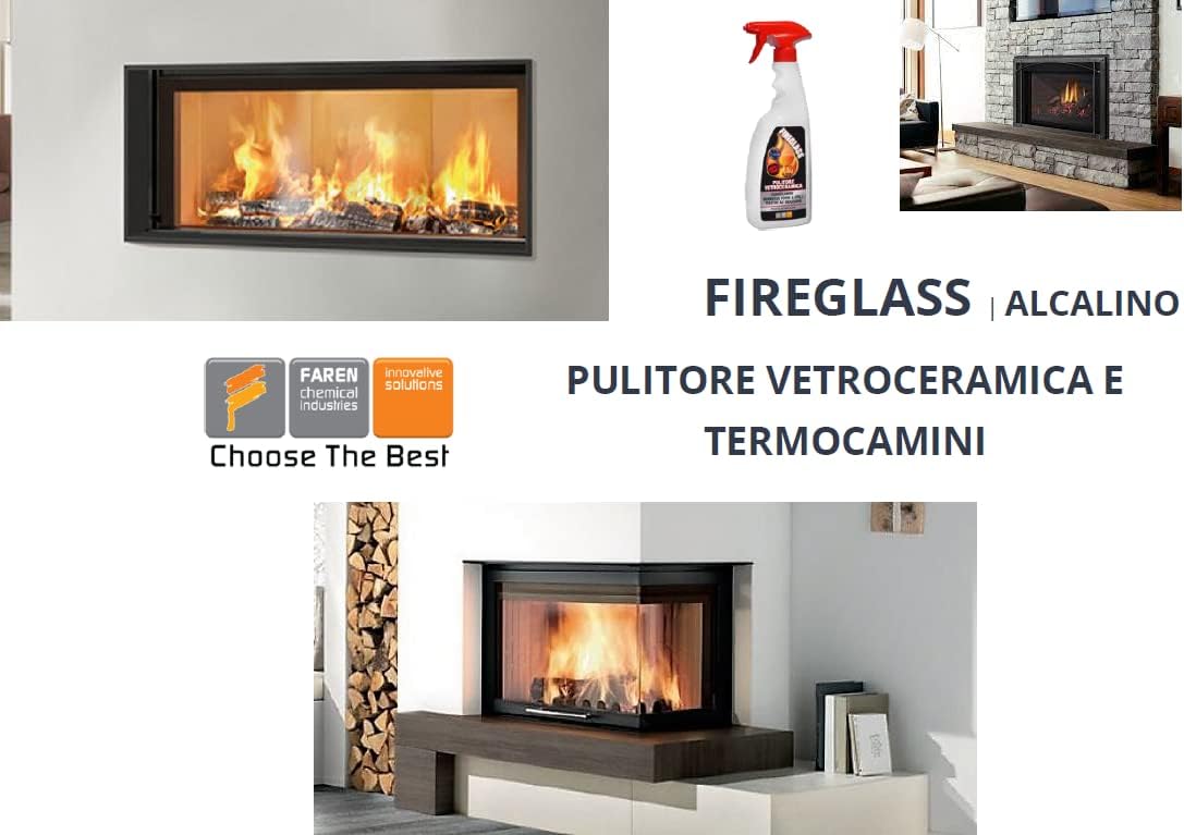 Faren FIREGLASS, Detergente Pulisci Vetro Camino e Stufa, Efficace su Vetroceramica e Barbecue, Ideale per Termocamini e Piani a Induzione, Made in Italy, 750 ml - immagine 4
