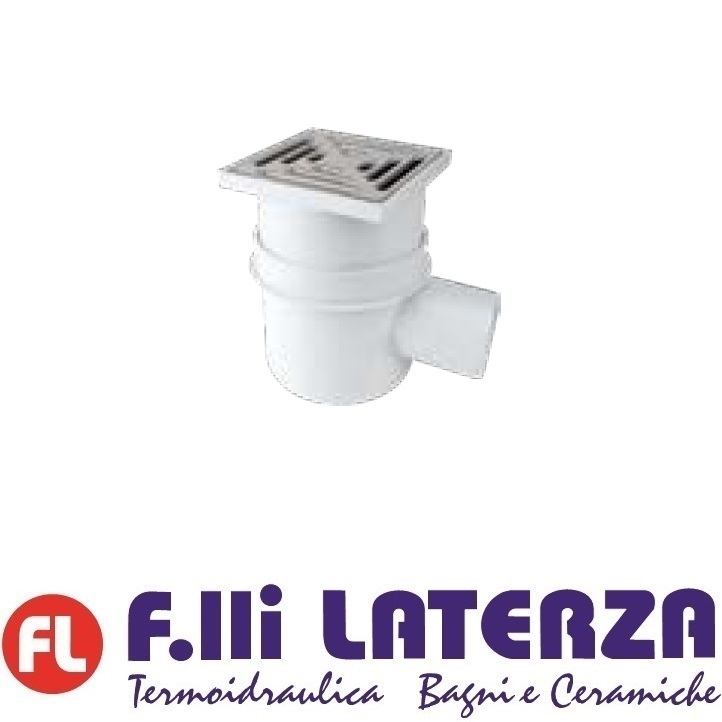 POZZETTI A PAVIMENTO E TERRAZZO Completo in PP, Sifonato e Ispezionabile Uscita Orizzontale 75 mm