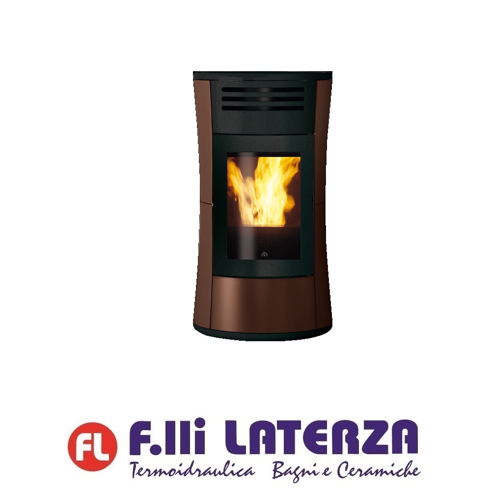 EDILKAMIN STUFA PELLET CHERIE UP NEW 11KW ACCIAIO Finitura BRONZO VENTILATA CANALIZZABILE