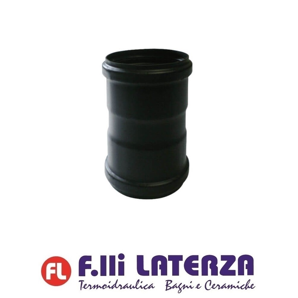 MANICOTTO NERO OPACO STUFA A PELLET IN ACCIAIO SPESSORE 1,2 mm. FF Ø 80 TRONCHETTO