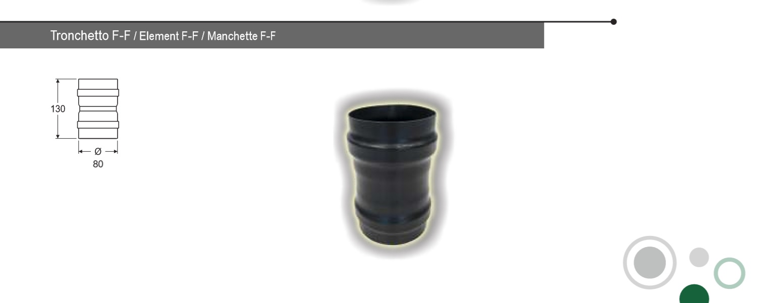 MANICOTTO NERO OPACO STUFA A PELLET IN ACCIAIO SPESSORE 1,2 mm. FF Ø 80 TRONCHETTO - immagine 2