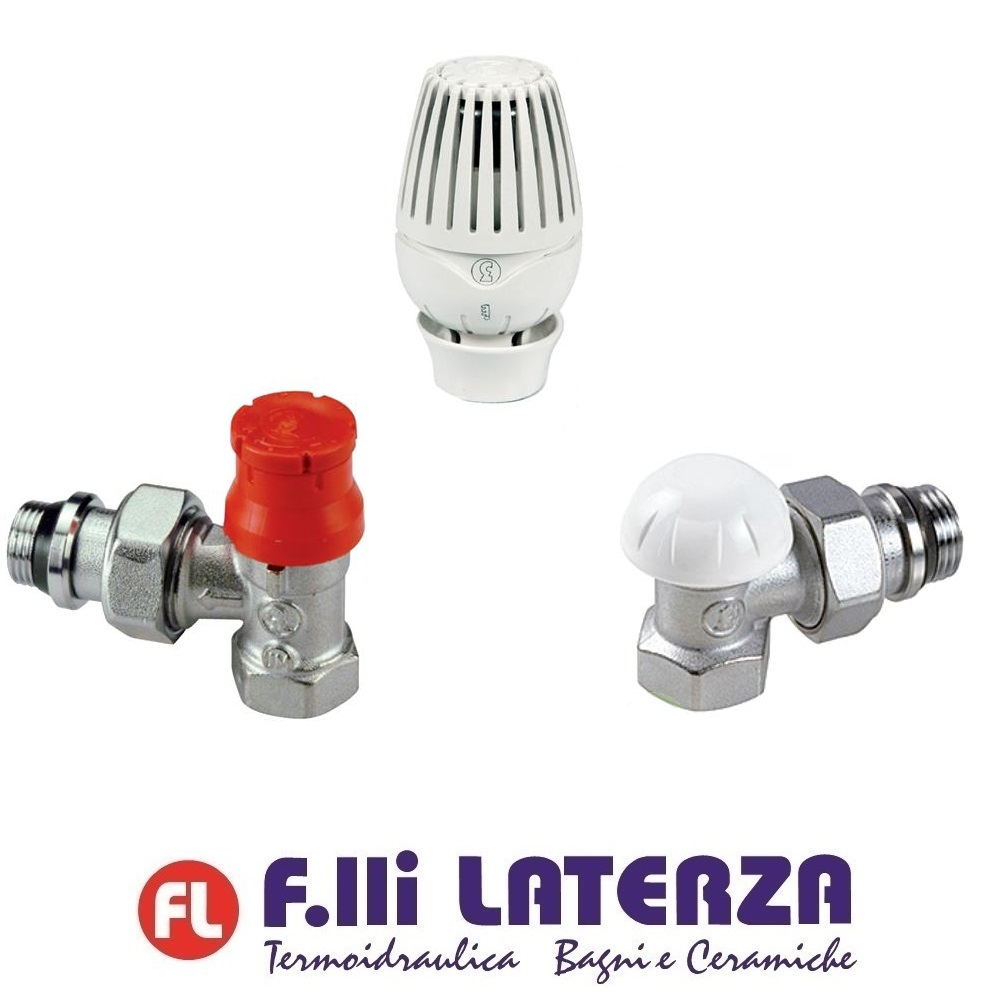TESTA TERMOSTATICA + DETENDORE 1/2 SQUADRA ATTACCO RAME/MULTISTRATO KIT RIQUALIFICAZIONE ENERGETICA CON PREREGOLAZIONE
