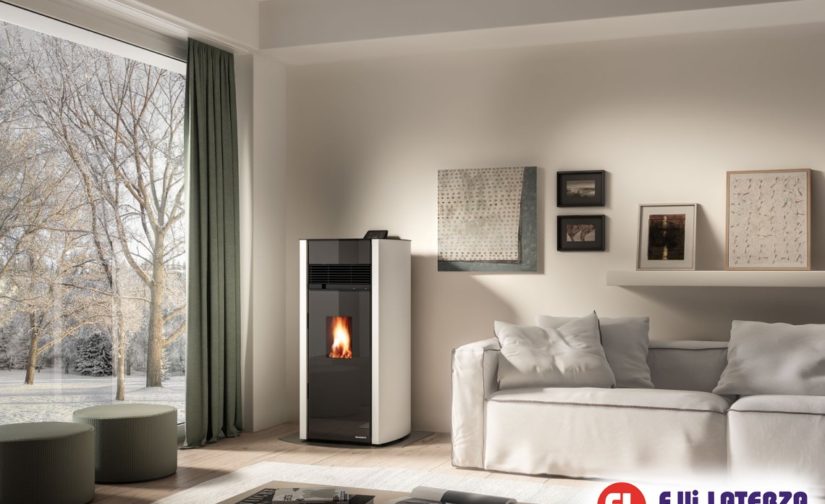 STUFA A PELLET ARIA TRE VENTILATORI PALAZZETTI BIANCA LUX 12 PRO 3 12 KW BIANCO
