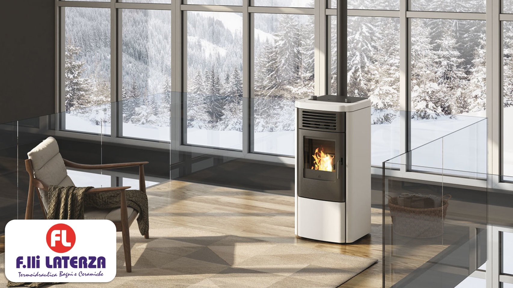 EDILKAMIN 807160 KLIK STUFA A PELLET BIANCO OPACO/A + - immagine 2