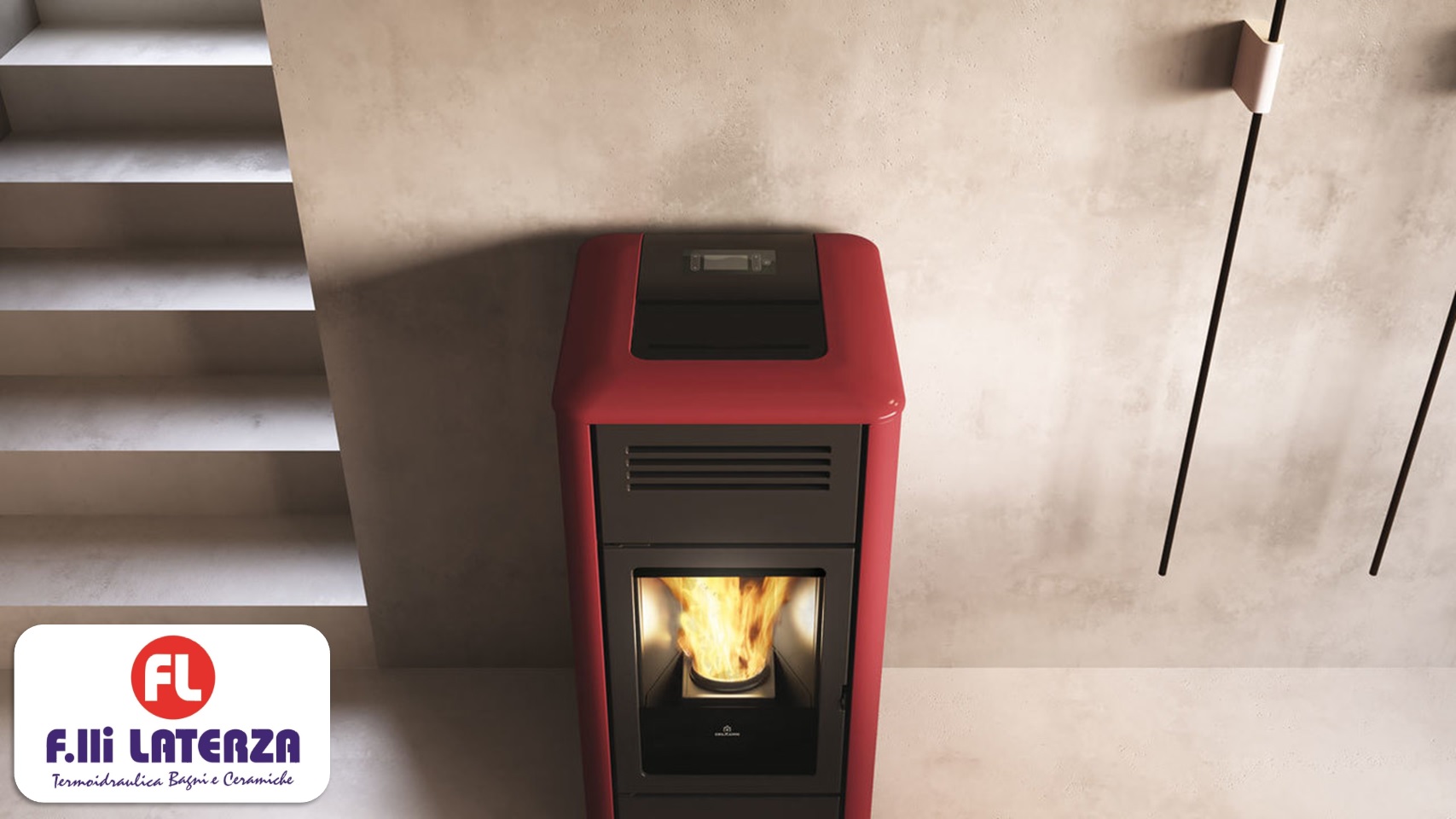 EDILKAMIN MILLA H 12 STUFA A PELLET IN CERAMICA COLORE BORDEAUX/A++ 809100 - immagine 2