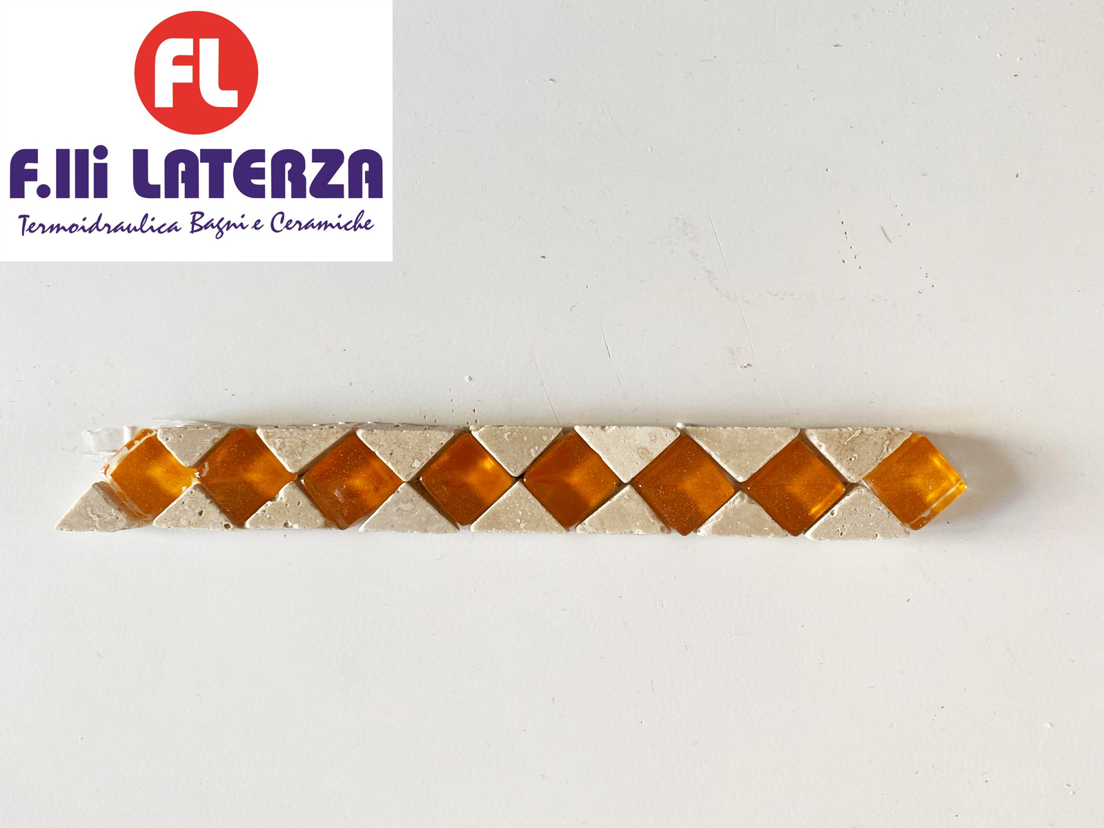 TRECCIA ARANCIO LISTELLO MARMO E VETRO 2X15 RIVESTIMENTO BAGNO - CUCINA