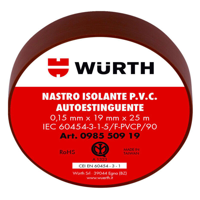 NASTRO ISOLANTE WURTH IN CONFEZIONE DA 10 PEZZI (MARRONE)