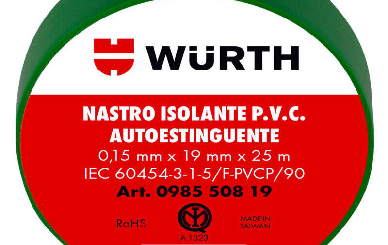 NASTRO ISOLANTE WURTH IN CONFEZIONE DA 10 PEZZI (VERDE)