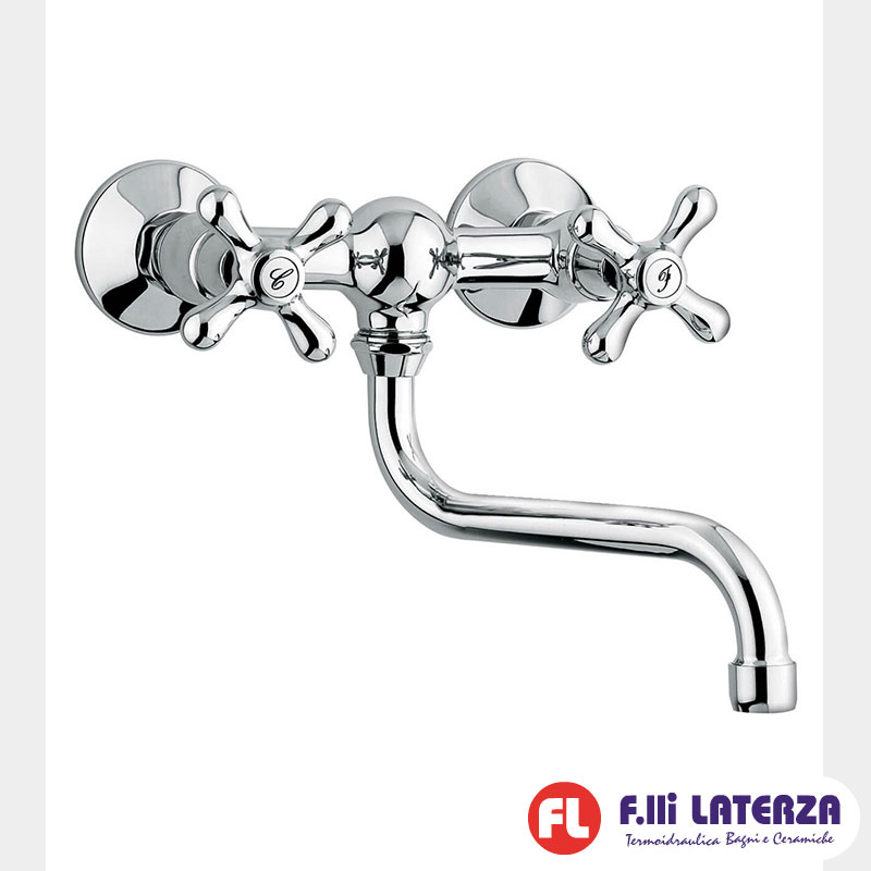 EMMEVI GRUPPO LAVELLO A PARETE CON BOCCA A S GIREVOLE CROMO ART.12005S