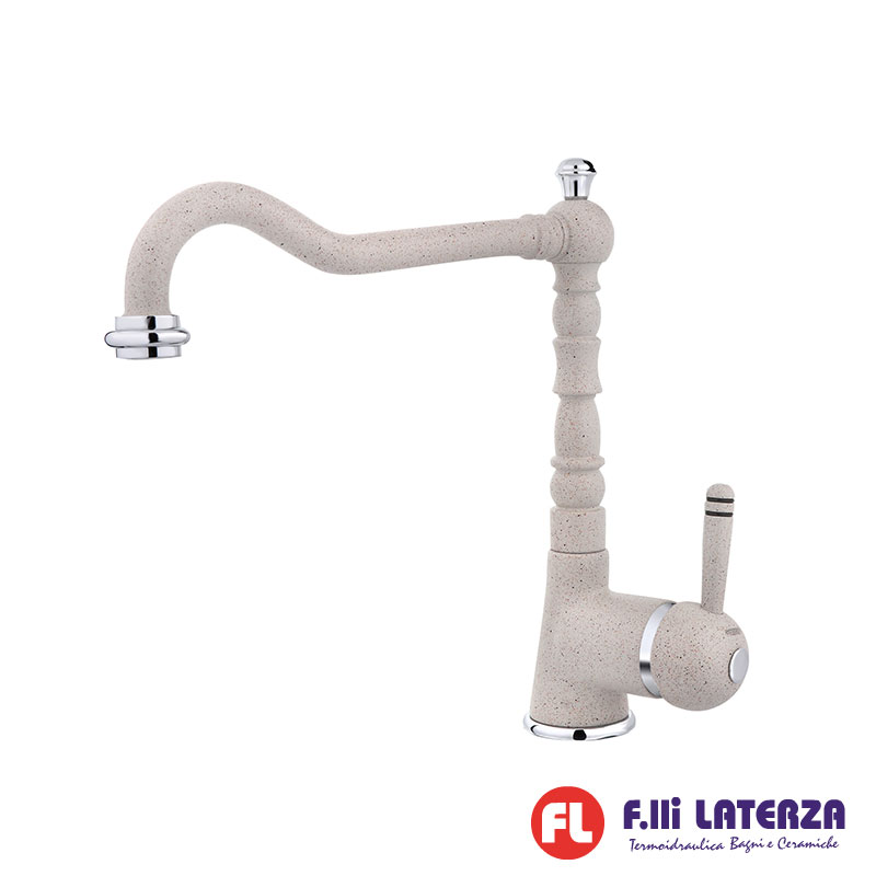EMMEVI MISCELATORE LAVELLO CON BOCCA GIREVOLE GRANITO AVENA SERIE LAGUNA ART.40516