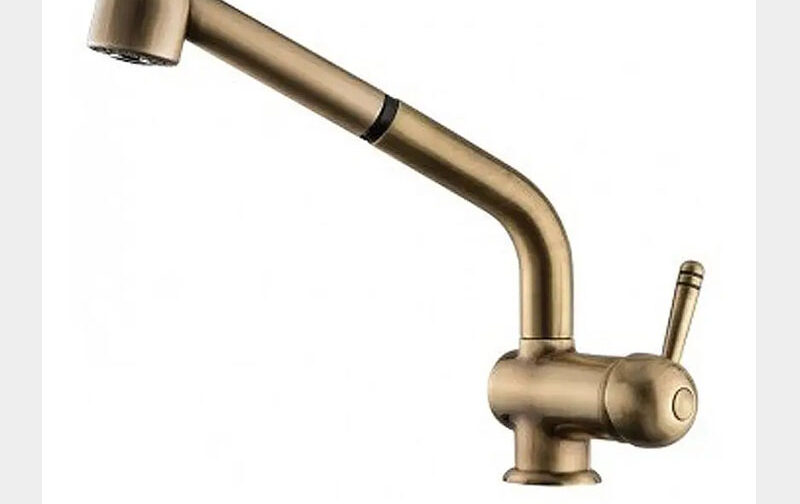 EMMEVI MISCELATORE LAVELLO CON DOCCETTA ESTRAIBILE E BOCCA GIREVOLE BRONZO SERIE LAGUNA ART.4066