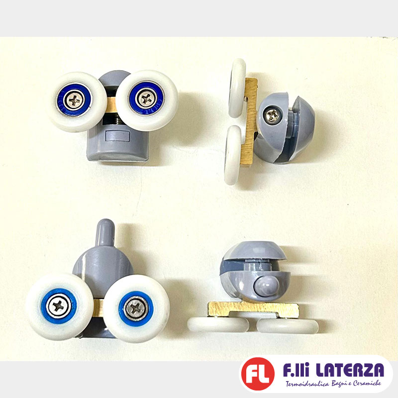 KIT COMPLETO DI 4 pz. CUSCINETTI CON 2 RUOTE BOX DOCCIA DC