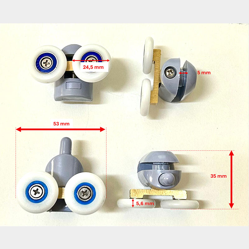 KIT COMPLETO DI 4 pz. CUSCINETTI CON 2 RUOTE BOX DOCCIA DC - immagine 3