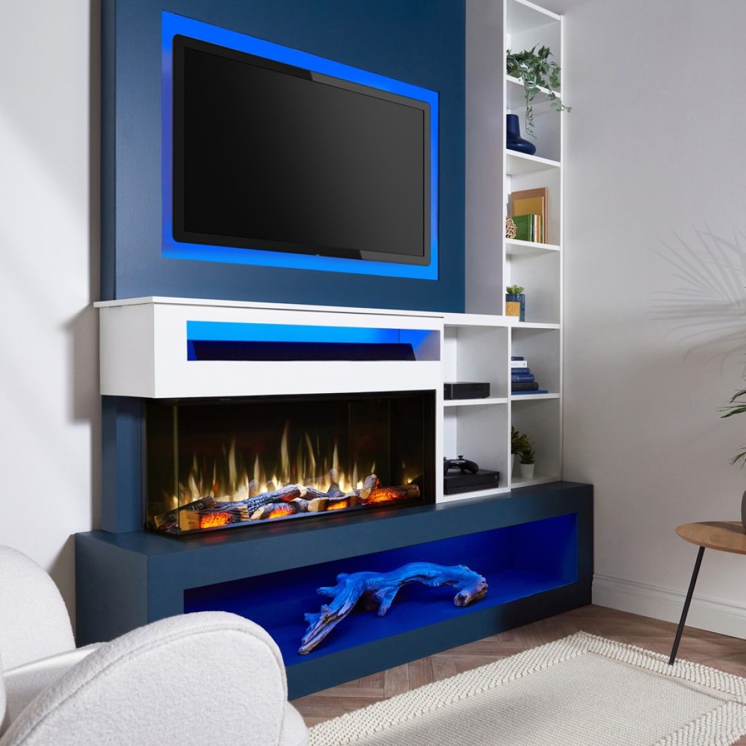 LEPIAKI 100 | Camino elettrico a LED da incasso | SET LEGNA CERAMICA & KIT LEGNA VERA - immagine 3