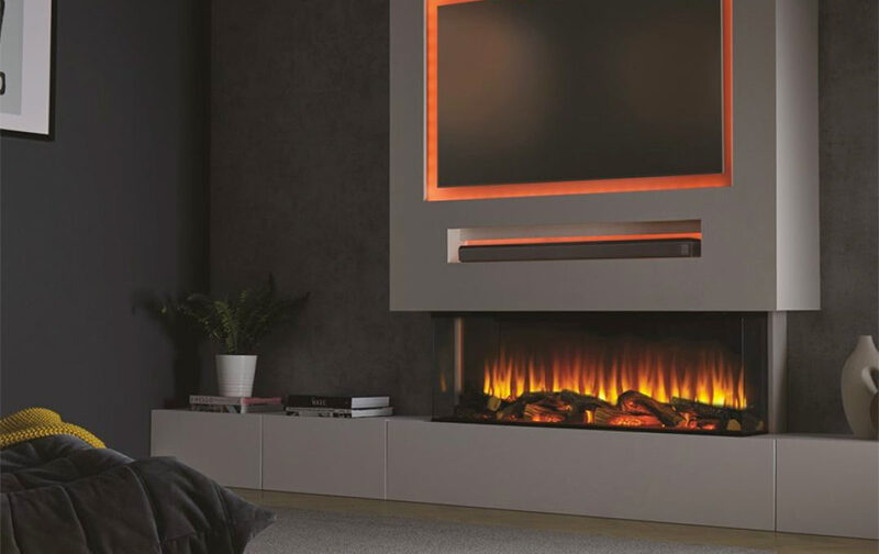 LEPIAKI 125 | Camino elettrico a LED da incasso | SET  LEGNA  CERAMICA  &  KIT  LEGNA  VERA