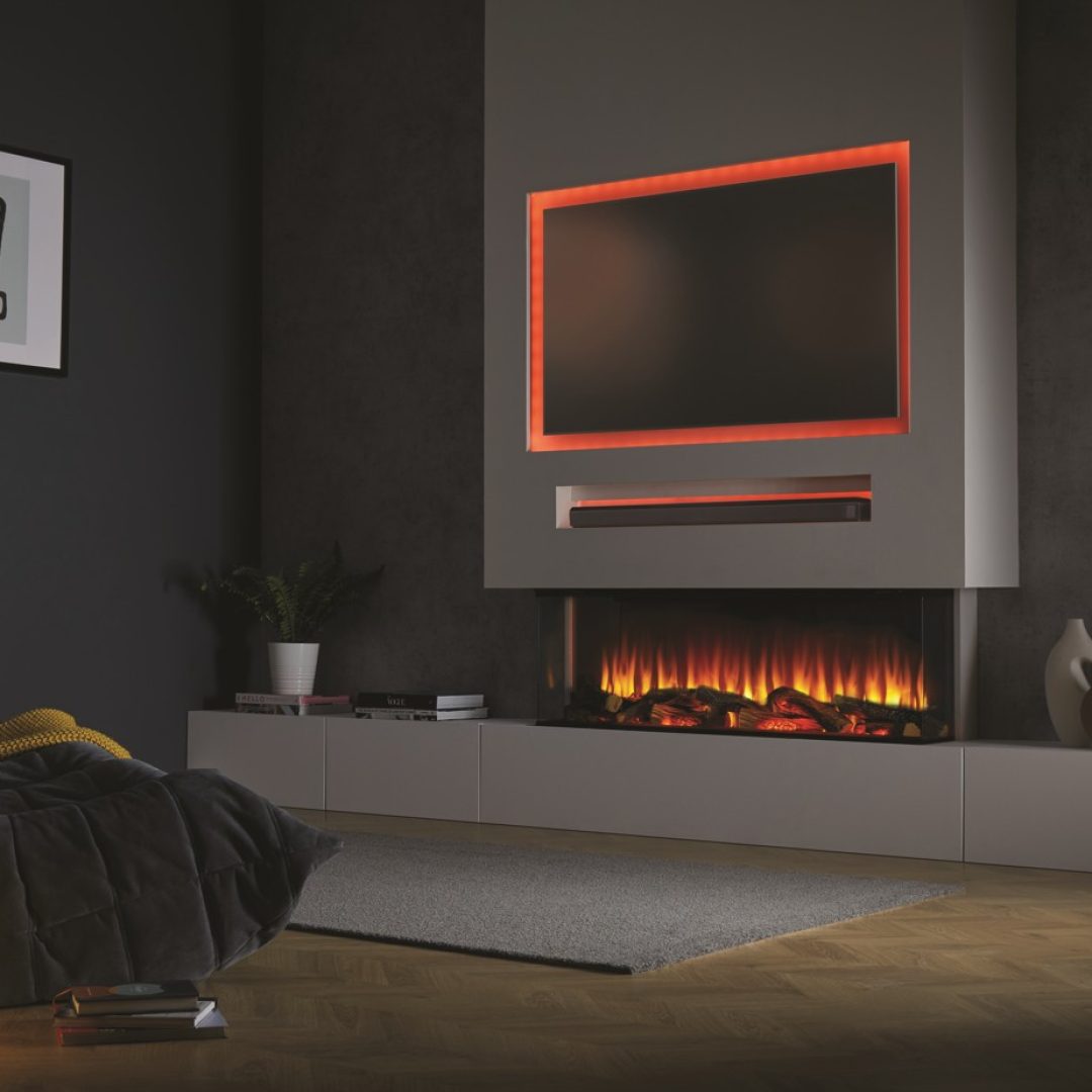 LEPIAKI 125 | Camino elettrico a LED da incasso | SET LEGNA CERAMICA & KIT LEGNA VERA - immagine 5
