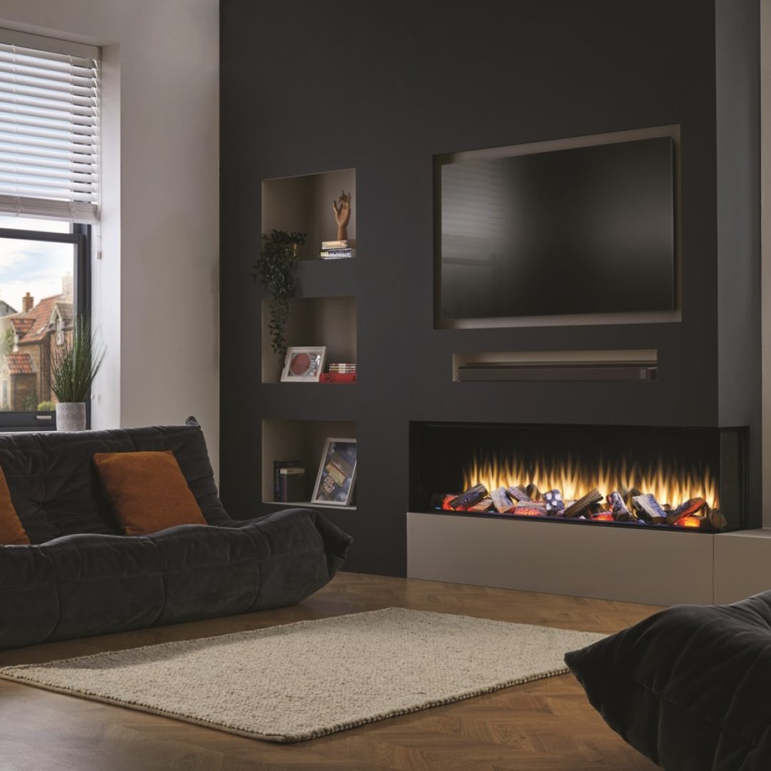 LEPIAKI 150| Camino elettrico a LED da incasso | SET LEGNA CERAMICA & KIT LEGNA VERA - immagine 2