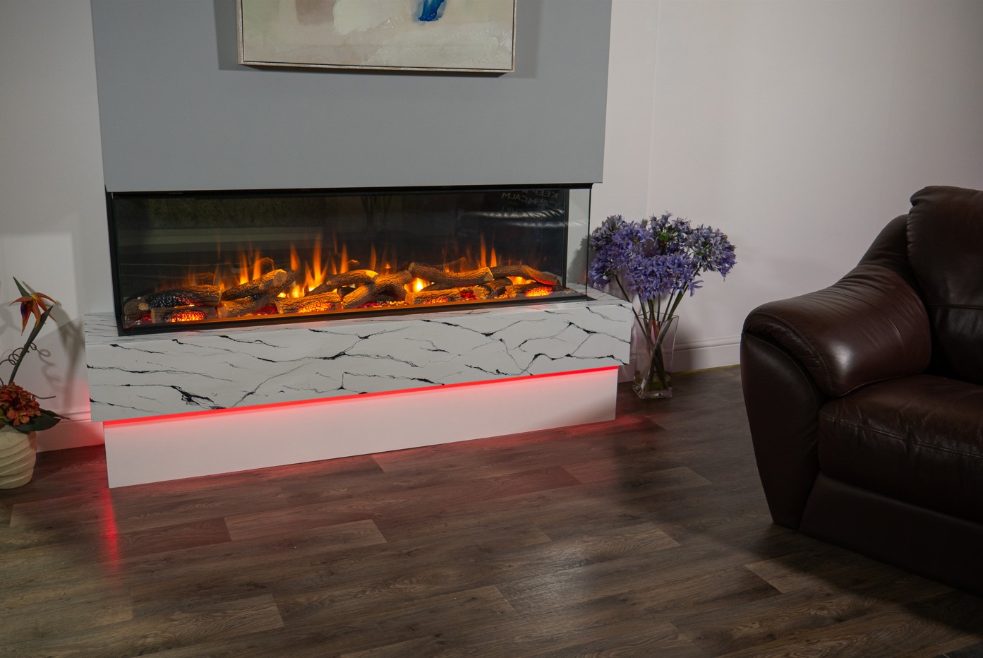 LEPIAKI 150| Camino elettrico a LED da incasso | SET LEGNA CERAMICA & KIT LEGNA VERA - immagine 4