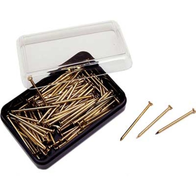 CHIODINI PER GANCI PER QUADRI OTTONATI mm 25 - scatolina 100 pezzi (Confezione da 15 CF)