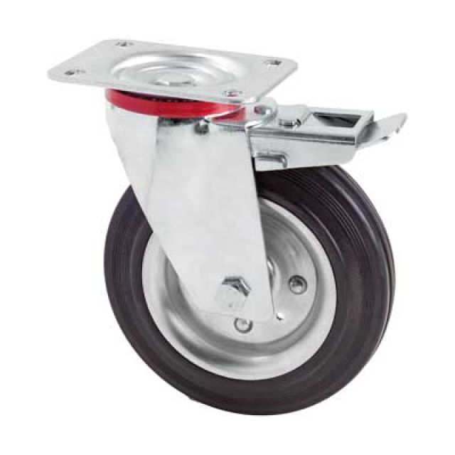 RUOTA INDUSTRIALE GIREVOLE ART.103 AVO C/FRENO mm 125x38 - portata kg 100