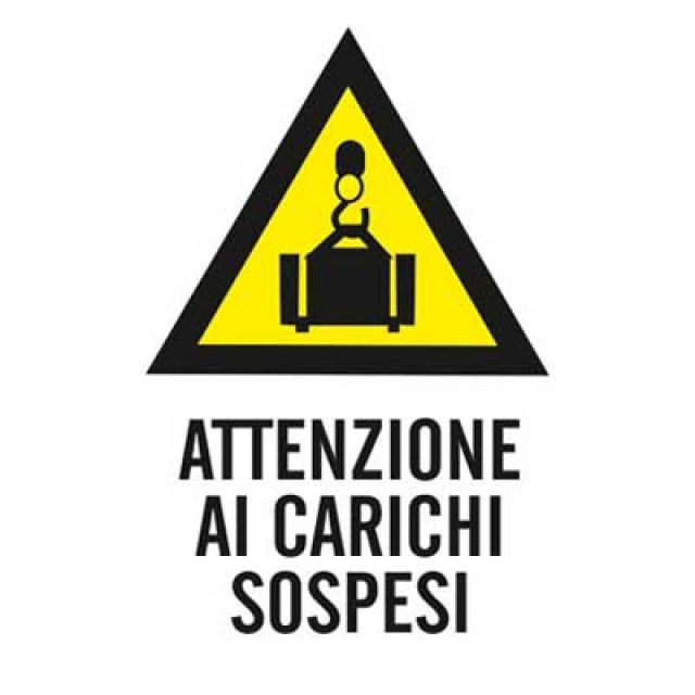 CARTELLO 'ATTENZIONE AI CARICHI SOSPESI' cm 40x60 (Confezione da 10 pezzi)