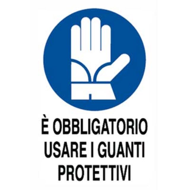 CARTELLO 'OBBLIGATORIO USARE I GUANTI PROTETTIVI' cm 40x60 (Confezione da 10 pezzi)