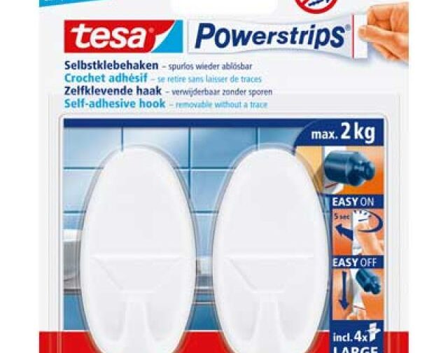 GANCIO OVALE 'POWERSTRIPS®' LARGE 2 ganci + 4 strisce
