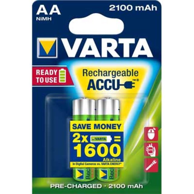 PILE RICARICABILI 'RR ACCU' STILO 2100 mAh - blister 2 pezzi (Confezione da 10 pezzi)