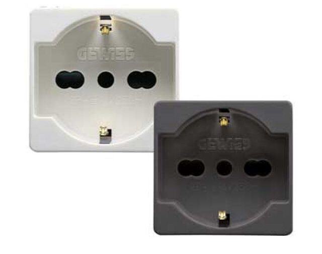 PRESA ITALIANA/TEDESCA 'SYSTEM' 10/16A 250V 2P+T - Bianco
