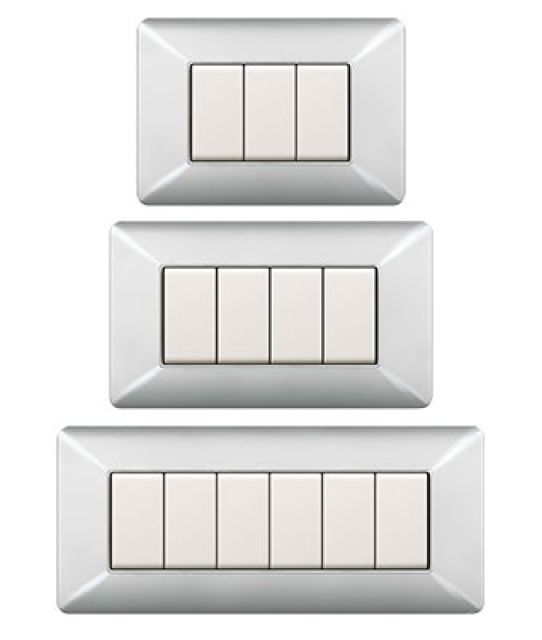 PLACCA COPRINTERRUTTORE IN ALLUMINIO CHIARO 'EASY' 4 Posti