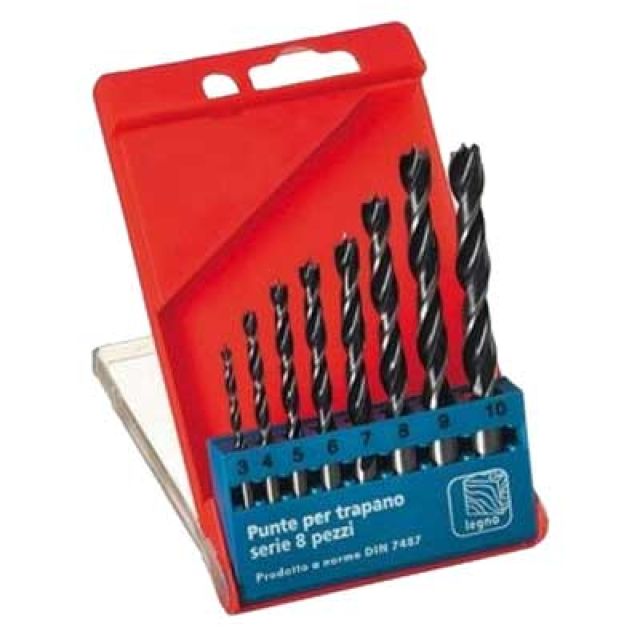 SERIE PUNTE PER LEGNO 8 pezzi - mm 3÷10