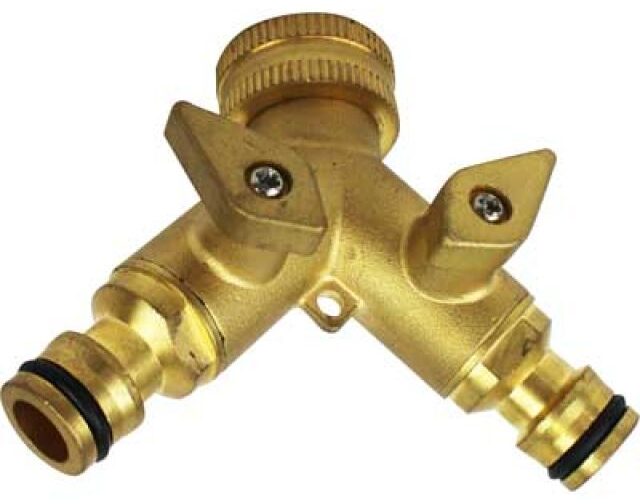 PRESA RUBINETTO IN OTTONE DOPPIA USCITA CON INNESTI RAPIDI IDEAL STAR