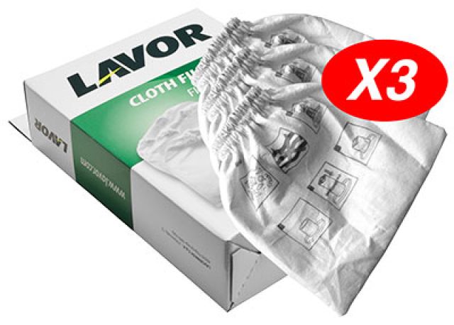FILTRO PANNO DI RICAMBIO PER ASPIRAPOLVERE 'LAVOR' conf. 3 pezzi