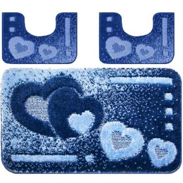 KIT 3 PEZZI TAPPETO BAGNO 'ITACA' Blu