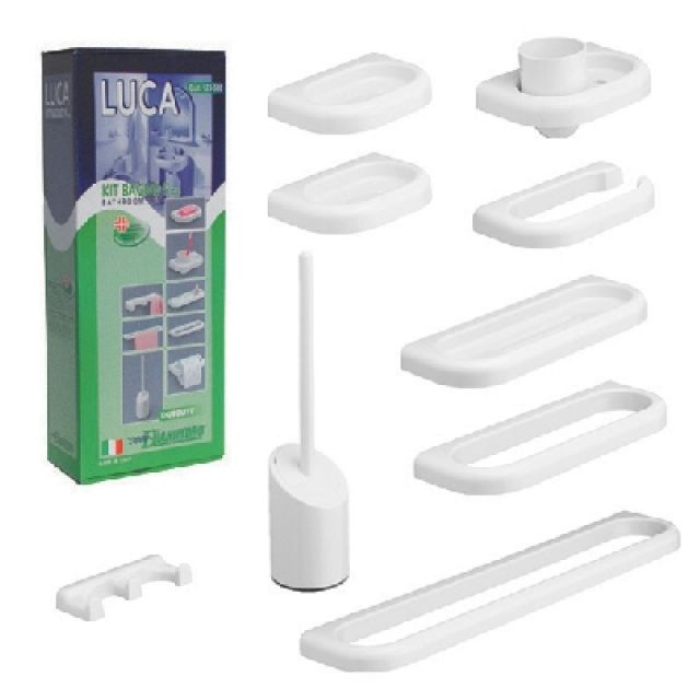 KIT ACCESSORI BAGNO SERIE LUCA MOD.NEW 9 PZ Bianco