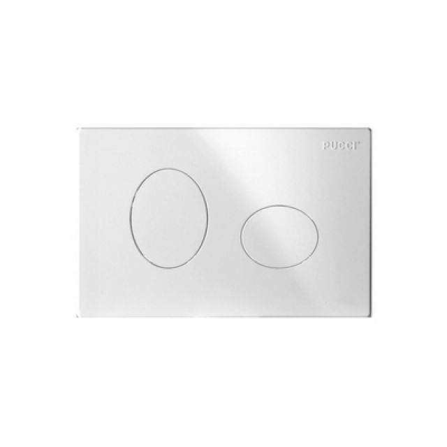 PLACCA PER CASSETTA INCASSO PUCCI ECO 2 PULSANTI ELLISSE MOD.2014 Bianca