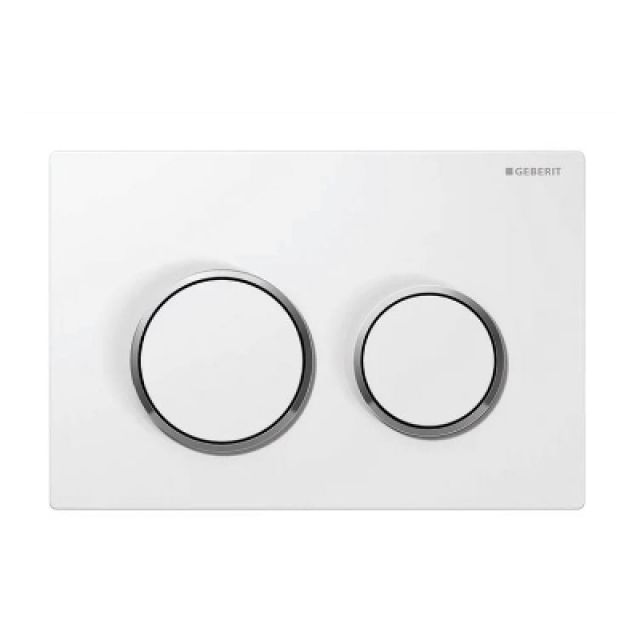 PLACCA DI COMANDO 2 TASTI OMEGA 20 Bianco op. Anelli Cromo luc.