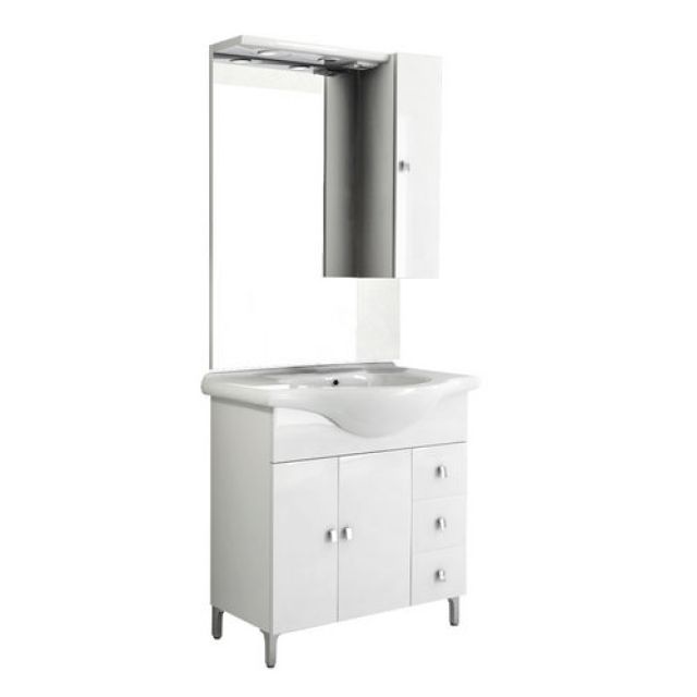MOBILE BAGNO COMPLETO AGATA Bianco Lucido L. 85 cm