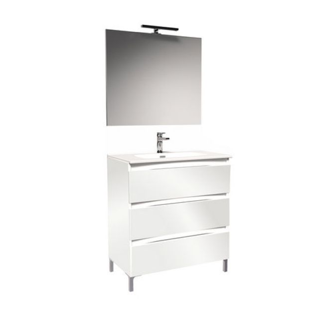 MOBILE BAGNO VALENCIA L. 80 CM Bianco Lucido