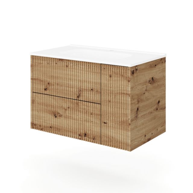 BASE 2 CASSETTI E UN'ANTA MOD. TRIO CANNETTATO cm 81x46 Rovere oro