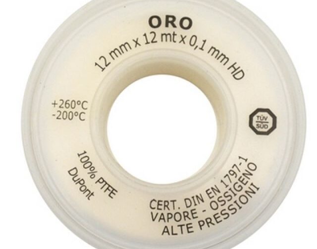 NASTRO PTFE ORO 12MM x 12MT x 0.10mm Oro