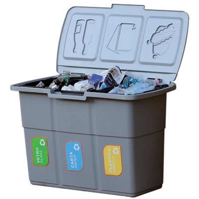 PATTUMIERA PER RACCOLTA DIFFERENZIATA 3 SCOMPARTI SEPARATI cm 75x37x h. 50