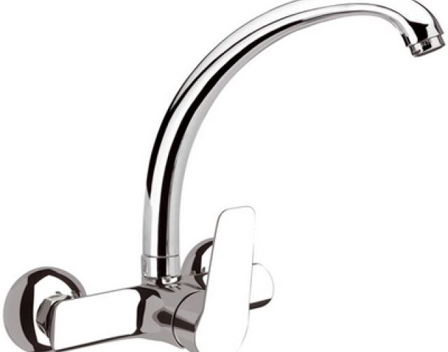 GRUPPO LAVELLO A PARETE CON BOCCA GIREVOLE LINEA ESSENZA Cromo