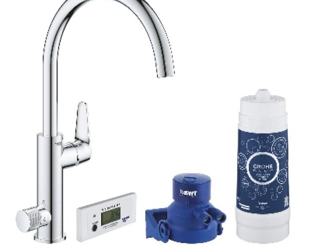 MISCELATORE PER LAVELLO BLUE PURE BAUCURVE CON SISTEMA FILTR. ACQUA Cromo