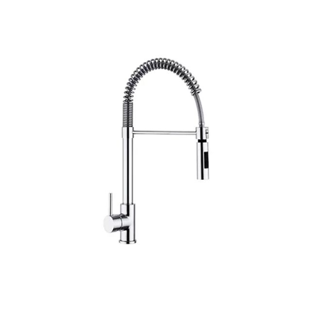 MISCELATORE LAVELLO CON MOLLA E DOCCIA ESTRAIBILE LINEA PIN Cromo