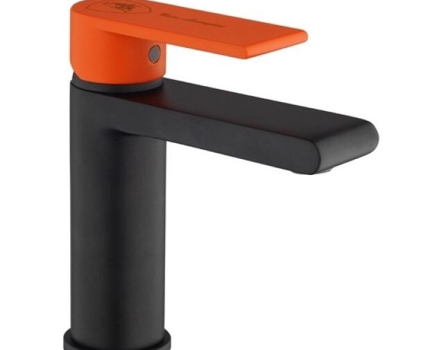 MISCELATORE MONOCOMANDO LAVABO LINEA LAGUNA Nero Opa Leva Nera+Leva Aranci
