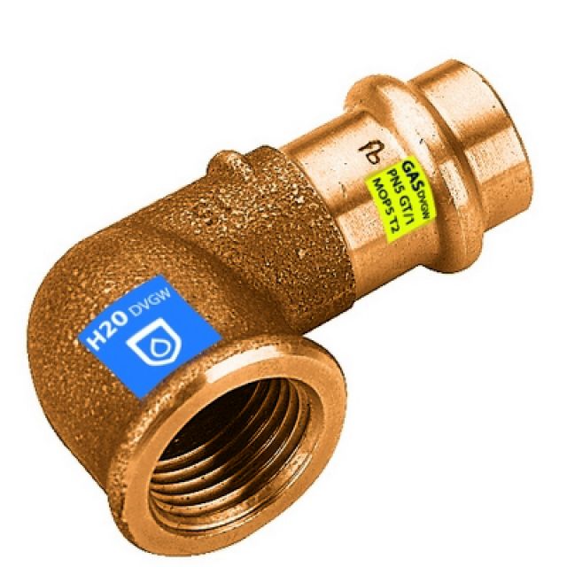 GOMITO 90° IN BRONZO A PRESSARE F X FIL F ACQUA/GAS Diam. 12 x 1/2